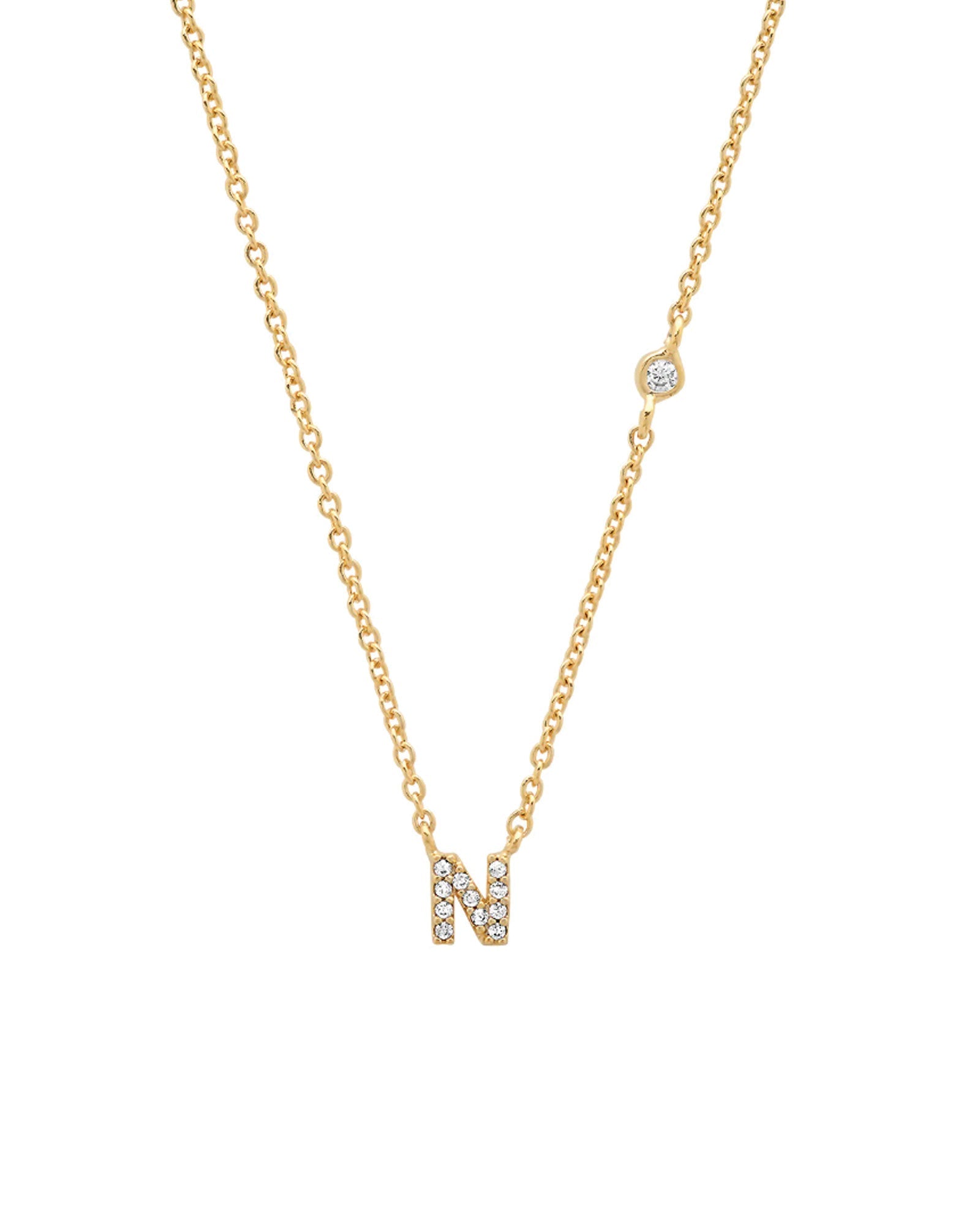 Tai-CZ Initial Necklace-Necklaces-14k Gold Plated, Cubic Zirconia-N-Blue Ruby Jewellery-Vancouver Canada