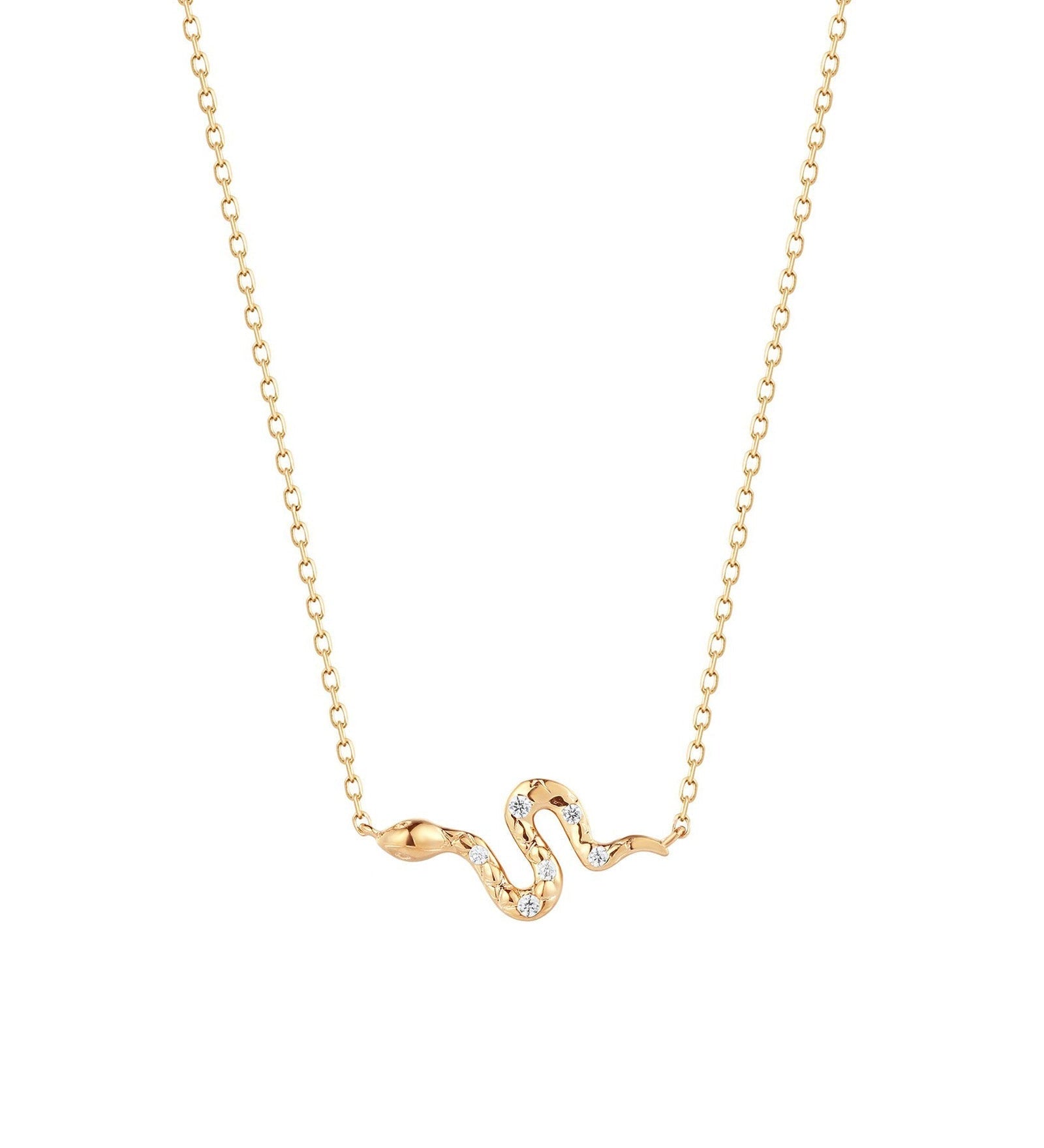 Quiet Icon-CZ Snake Necklace-Necklaces-14k Gold Vermeil Cubic Zirconia-Blue Ruby Jewellery-Vancouver Canada