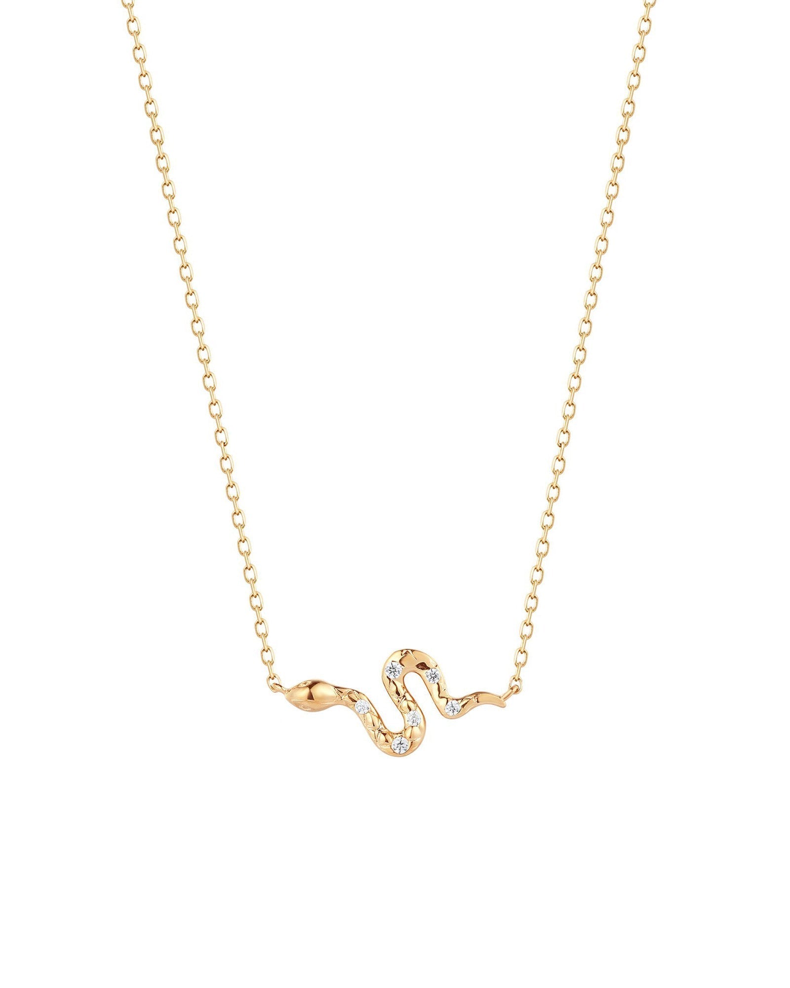 Quiet Icon-CZ Snake Necklace-Necklaces-14k Gold Vermeil Cubic Zirconia-Blue Ruby Jewellery-Vancouver Canada