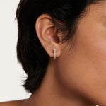 Quiet Icon-CZ U Huggies-Earrings-14k Gold Vermeil, Cubic Zirconia-Blue Ruby Jewellery-Vancouver Canada