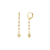 La Vie Parisienne-Daisy Ball Hoops-Earrings-14k Gold Plated-Blue Ruby Jewellery-Vancouver Canada