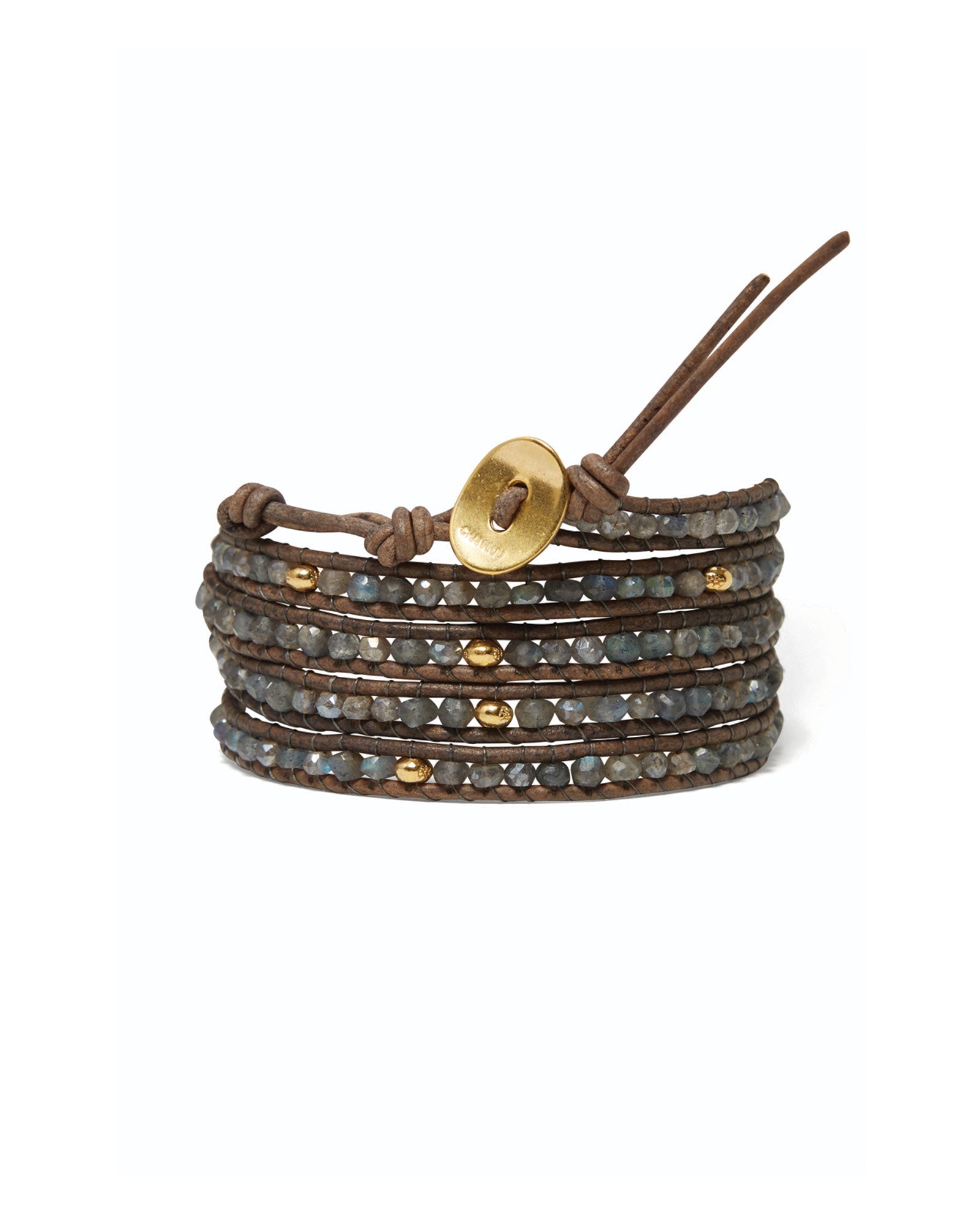 Chan Luu-Denali Wrap Bracelet-Bracelets-18k Gold Vermeil, Labradorite-Blue Ruby Jewellery-Vancouver Canada