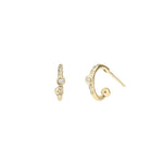 Scosha-Diamond Bezel Huggies-Earrings-10k Yellow Gold, Diamond-Blue Ruby Jewellery-Vancouver Canada