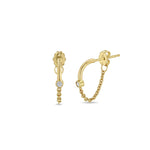 Zoe Chicco-Diamond Bezel Mixed Wire + Chain Huggies-Earrings-14k Yellow Gold, Diamond-Blue Ruby Jewellery-Vancouver Canada