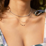 Adina Reyter-Diamond Cluster Chain Necklace-Necklaces-14k Yellow Gold, Diamond-Blue Ruby Jewellery-Vancouver Canada