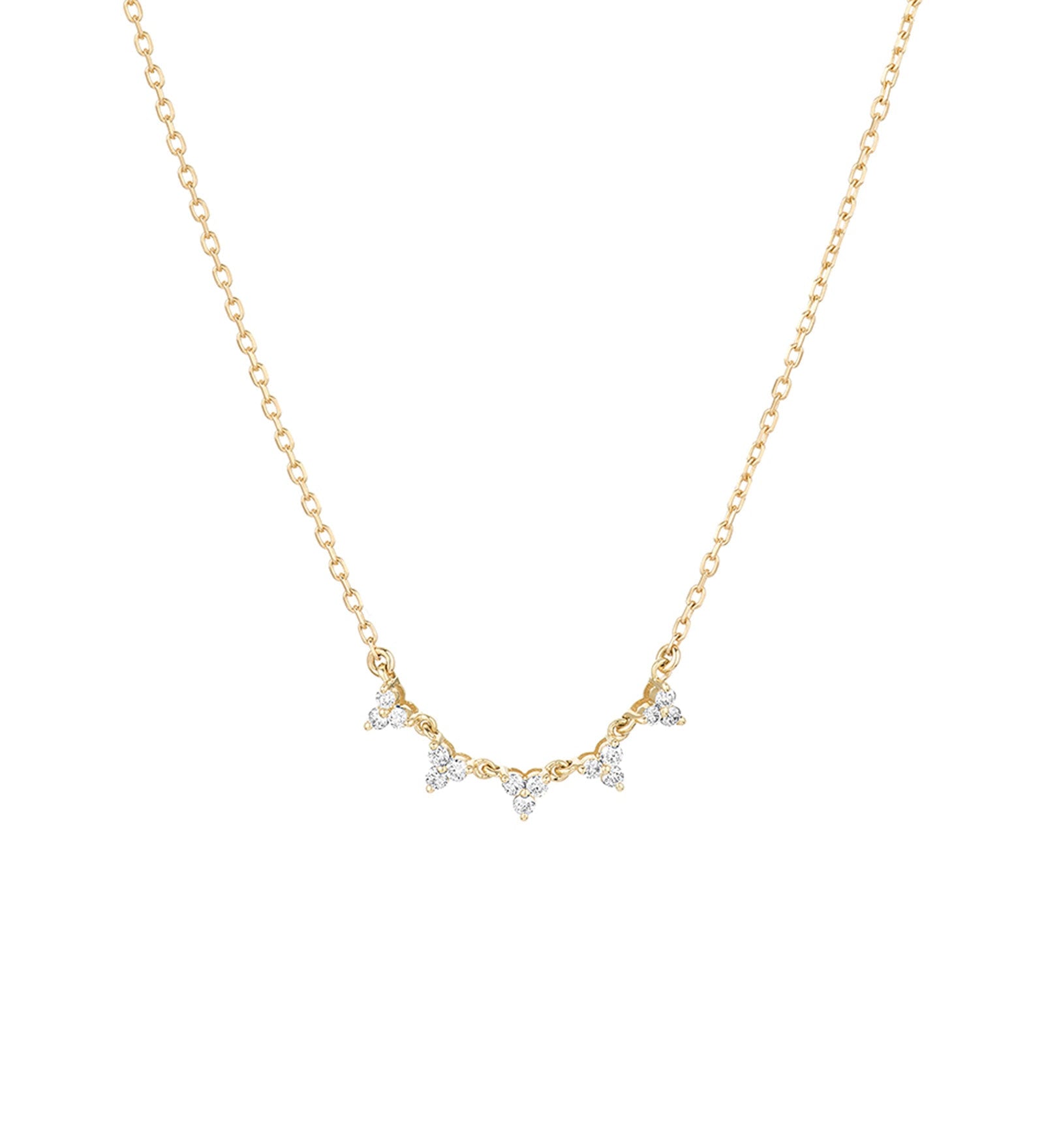 Adina Reyter-Diamond Cluster Chain Necklace-Necklaces-14k Yellow Gold, Diamond-Blue Ruby Jewellery-Vancouver Canada