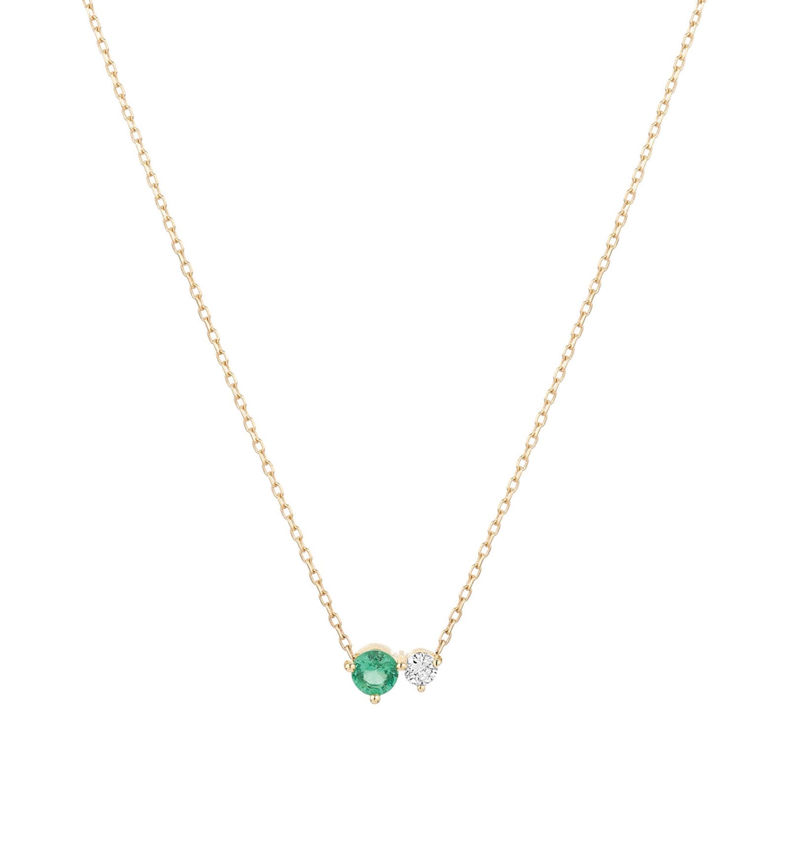 Adina Reyter-Diamond Emerald Amigos Necklace-Necklaces-14k Yellow Gold, Diamond-Blue Ruby Jewellery-Vancouver Canada