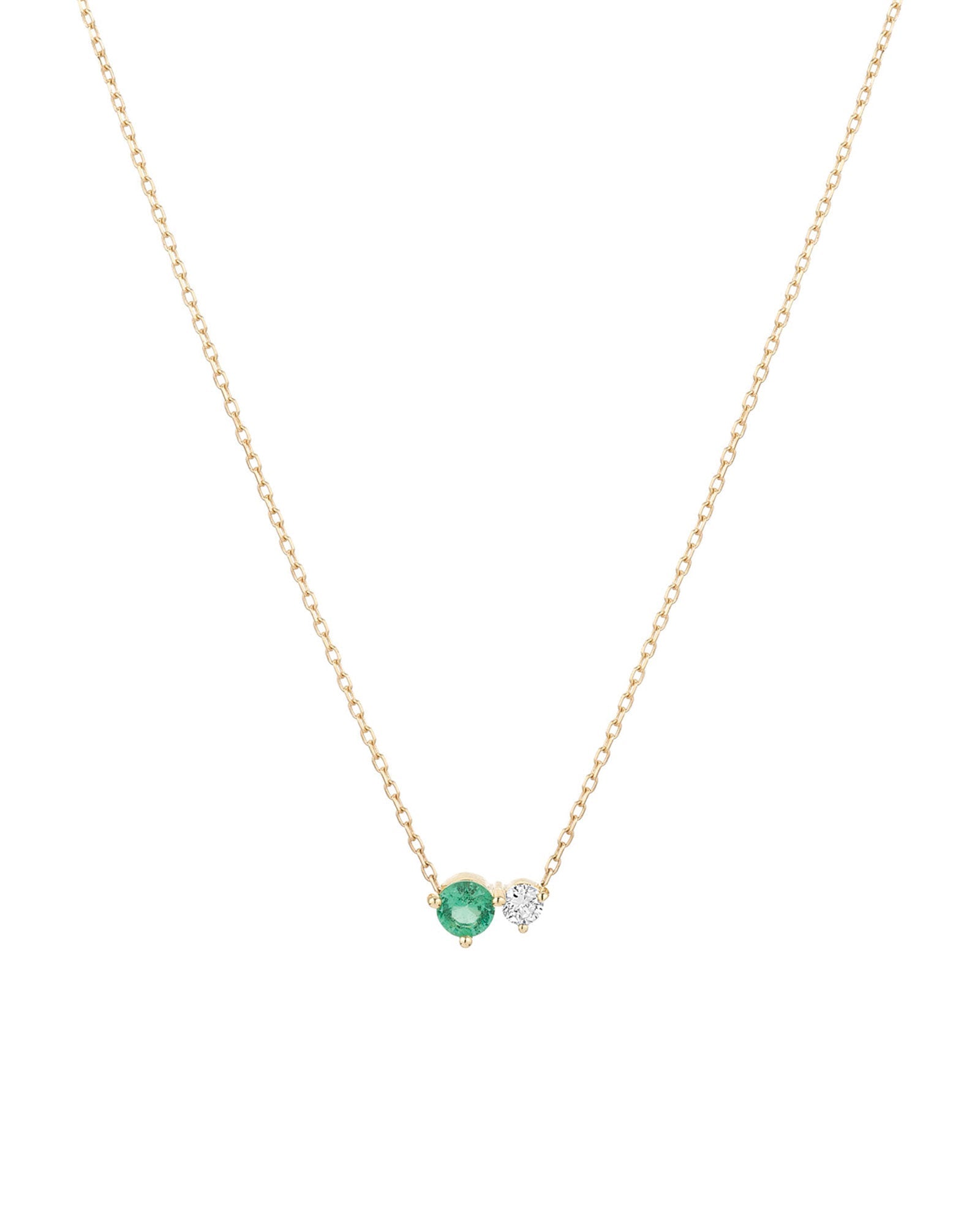 Adina Reyter-Diamond Emerald Amigos Necklace-Necklaces-14k Yellow Gold, Diamond-Blue Ruby Jewellery-Vancouver Canada