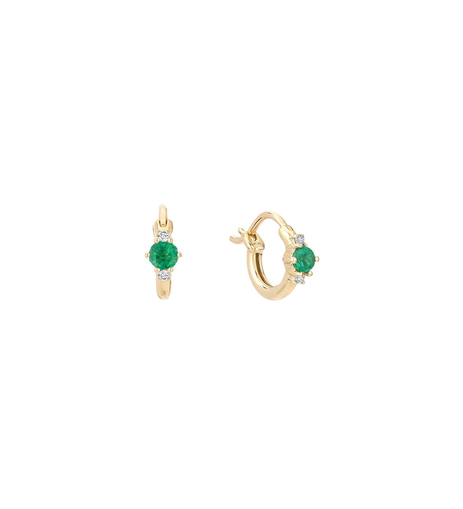 Adina Reyter-Diamond + Emerald Trio Huggie Hoops-Earrings-14k Yellow Gold, Diamond-Blue Ruby Jewellery-Vancouver Canada