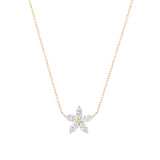 Adina Reyter-Diamond Flower Necklace-Necklaces-14k Yellow Gold, Diamond-Blue Ruby Jewellery-Vancouver Canada