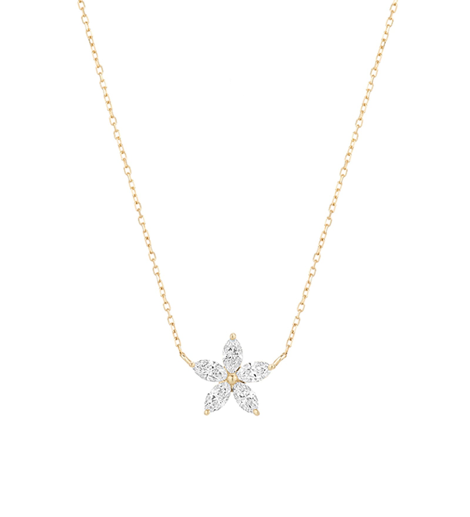 Adina Reyter-Diamond Flower Necklace-Necklaces-14k Yellow Gold, Diamond-Blue Ruby Jewellery-Vancouver Canada