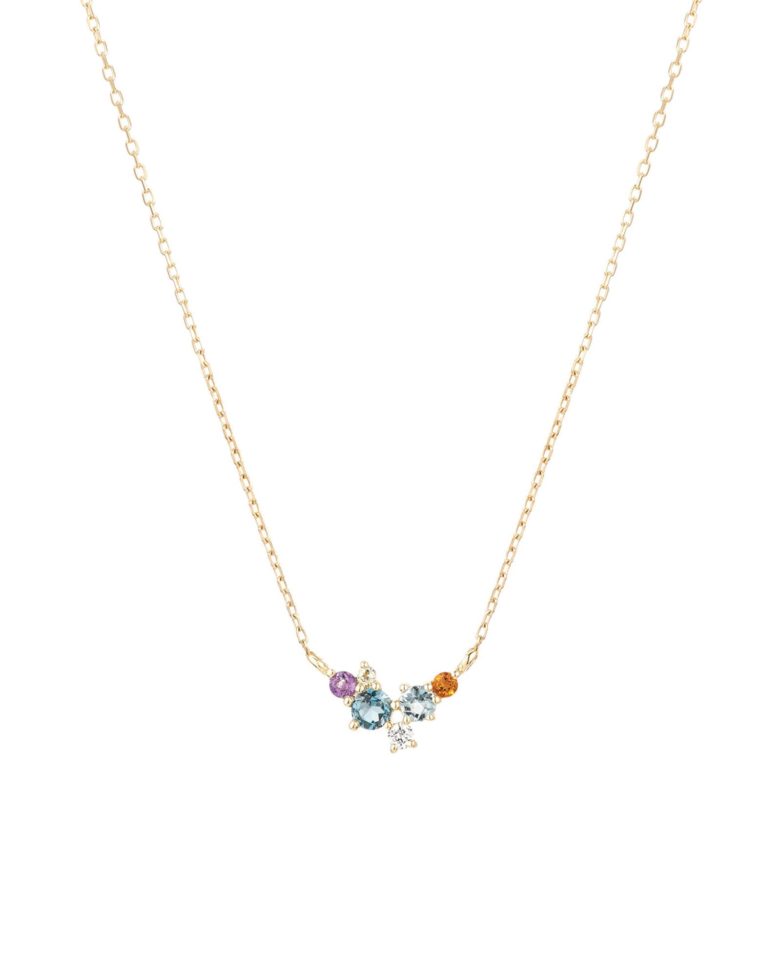 Adina Reyter-Diamond + Gemstone Bubbles Necklace-Necklaces-14k Yellow Gold, Diamond-Blue Ruby Jewellery-Vancouver Canada