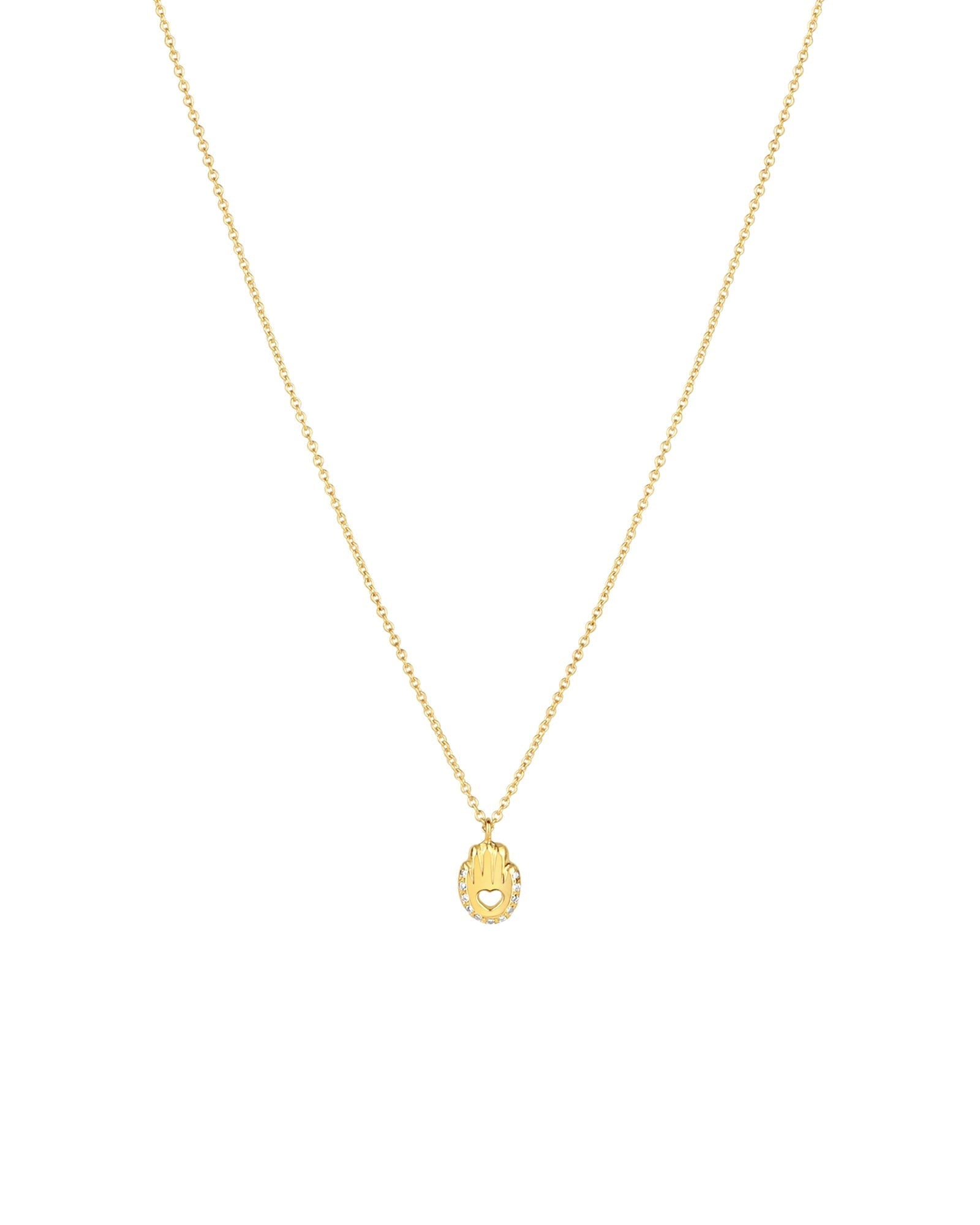 Scosha-Diamond Hamsa Necklace-Necklaces-14k Yellow Gold, Diamond-Blue Ruby Jewellery-Vancouver Canada