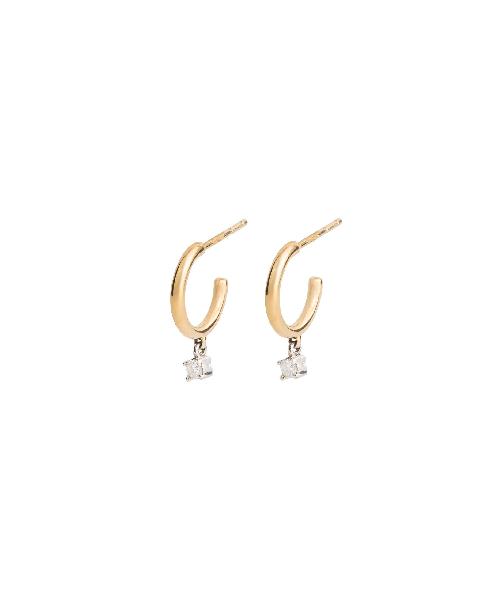 Adina Reyter-Diamond Prong Drop Huggies-Earrings-14k Yellow Gold, Sterling Silver-Blue Ruby Jewellery-Vancouver Canada