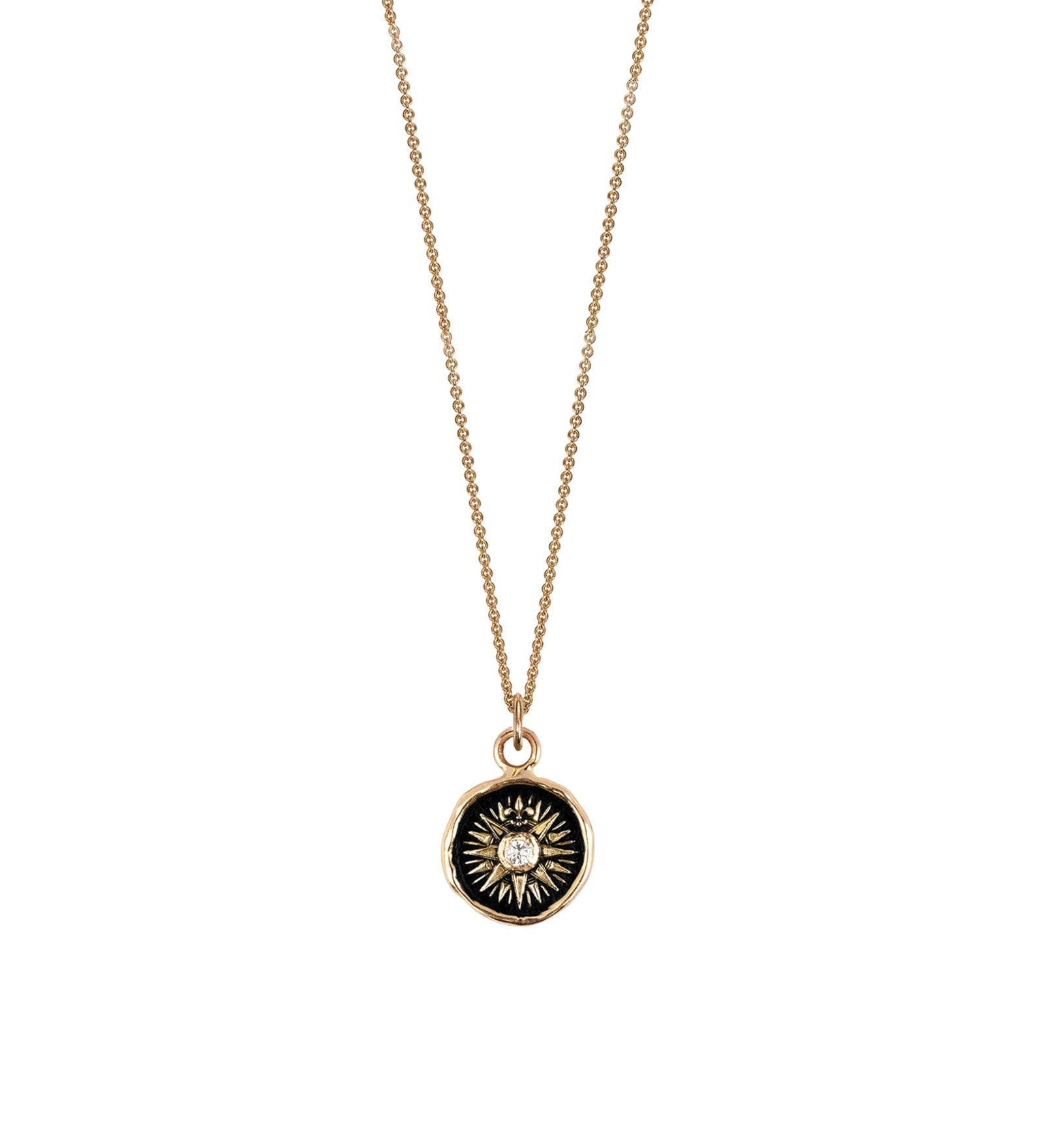 Pyrrha-Direction 14k Diamond Set Talisman-Necklaces-14k Yellow Gold, Diamond-Blue Ruby Jewellery-Vancouver Canada