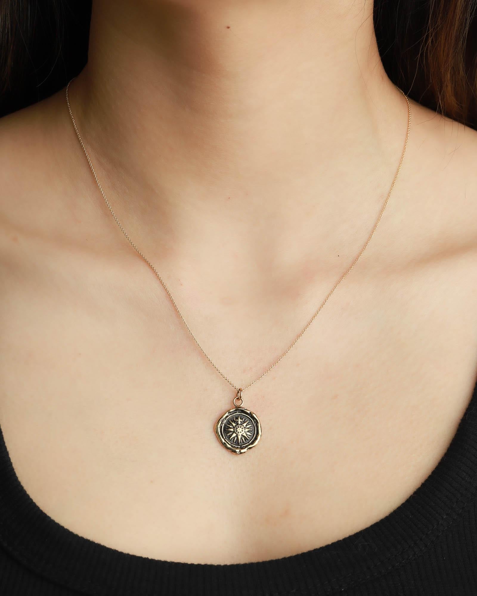 Pyrrha-Direction 14k Gold Signature Talisman-Necklaces-14k Yellow Gold-Blue Ruby Jewellery-Vancouver Canada