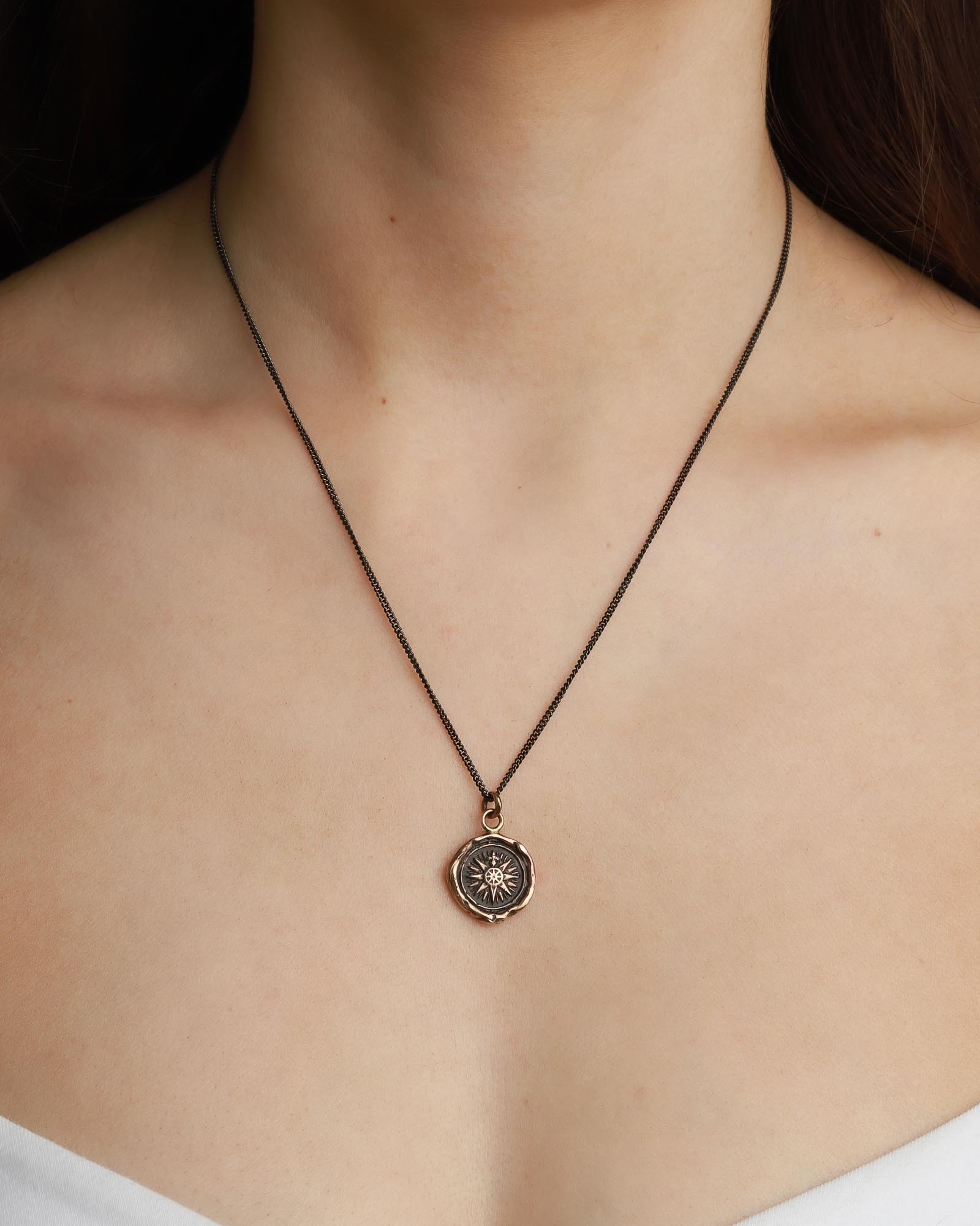 Pyrrha-Direction Talisman-Necklaces-Bronze-Blue Ruby Jewellery-Vancouver Canada