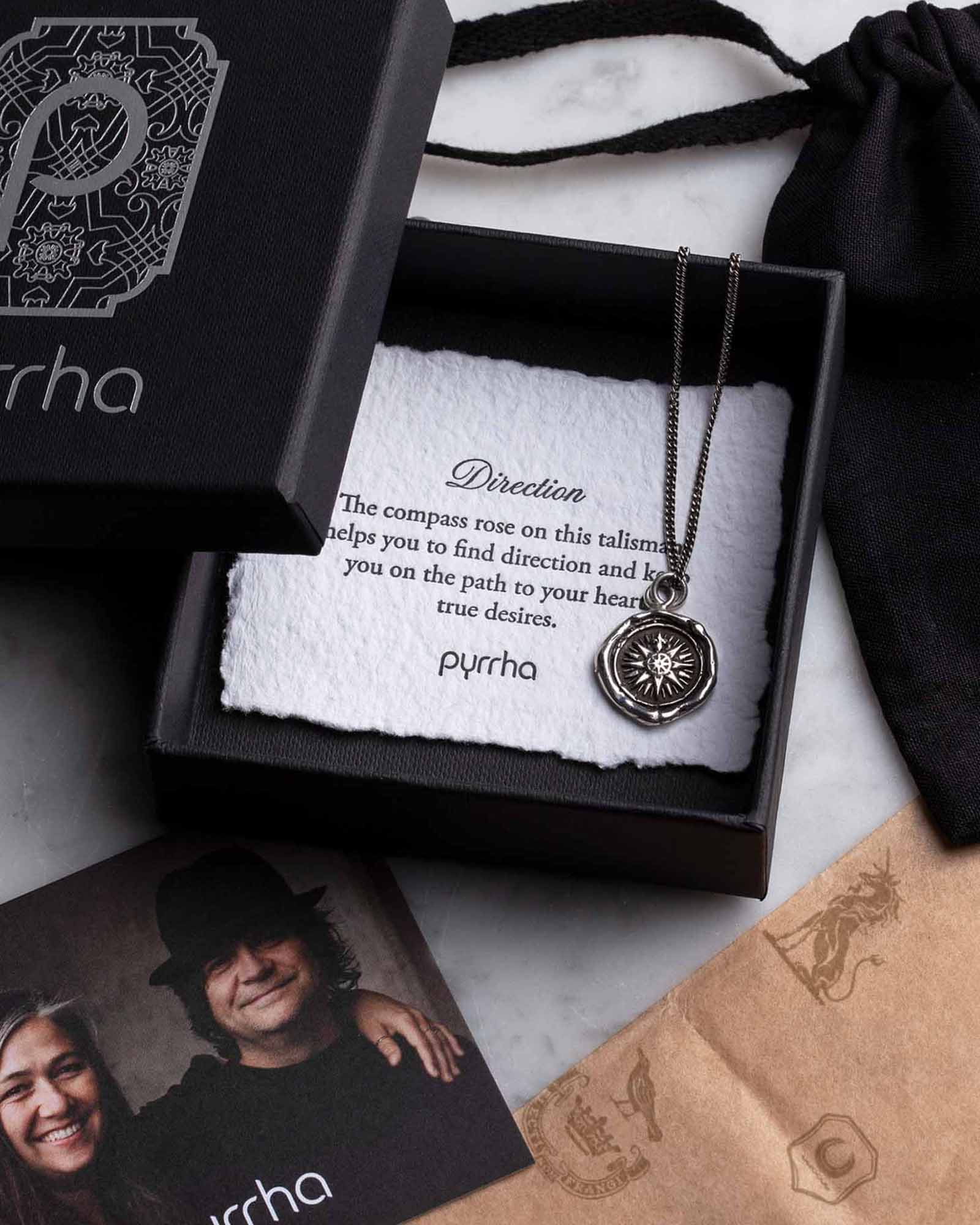 Pyrrha-Direction Talisman-Necklaces-Oxidized Sterling Silver-Blue Ruby Jewellery-Vancouver Canada