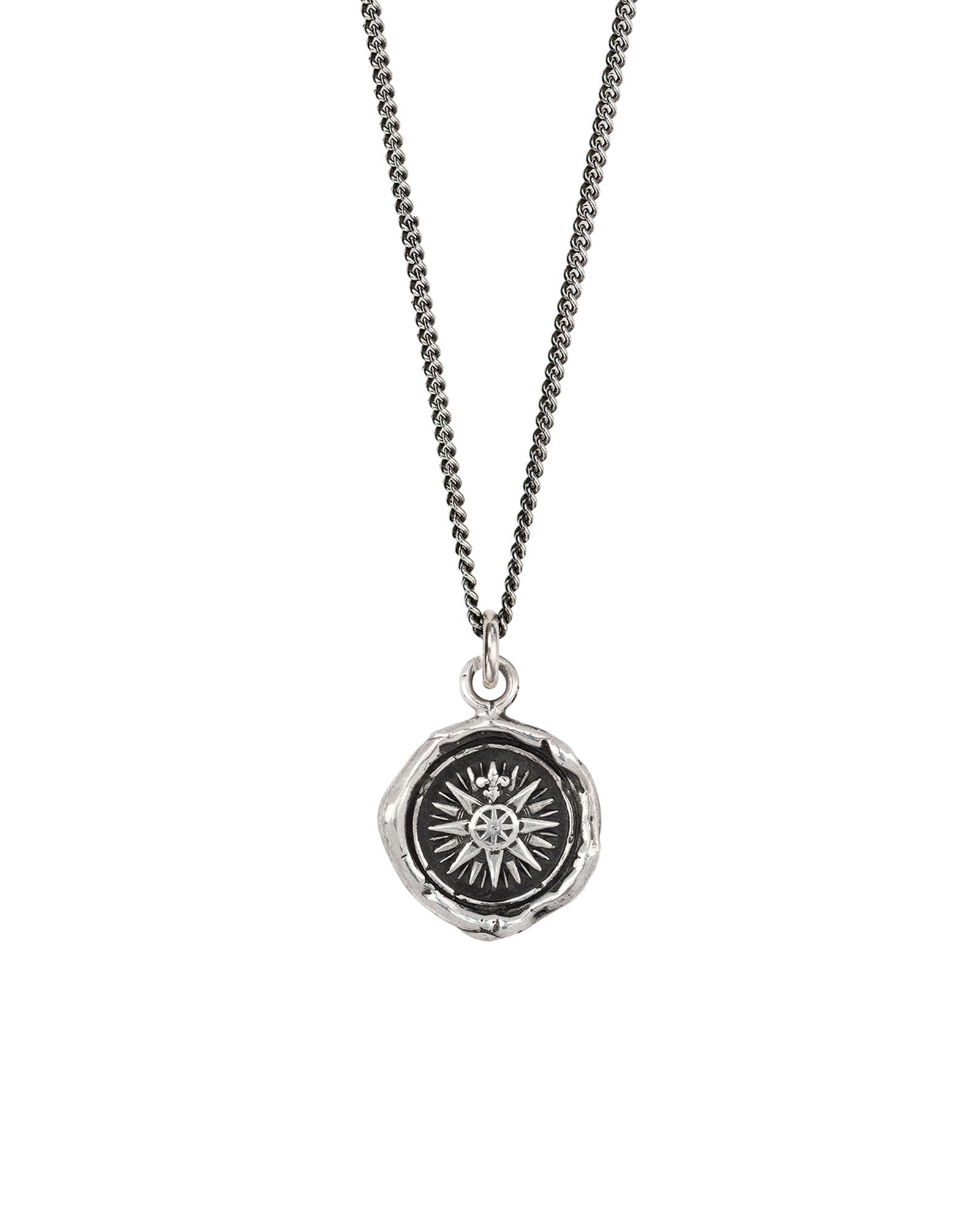 Pyrrha-Direction Talisman-Necklaces-Oxidized Sterling Silver-Blue Ruby Jewellery-Vancouver Canada