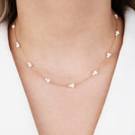 Poppy Rose-Double Pearl Station Necklace-Necklaces-14k Gold Filled, White Pearl-Blue Ruby Jewellery-Vancouver Canada