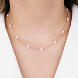 Poppy Rose-Double Pearl Station Necklace-Necklaces-14k Gold Filled, White Pearl-Blue Ruby Jewellery-Vancouver Canada