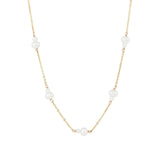 Poppy Rose-Double Pearl Station Necklace-Necklaces-14k Gold Filled, White Pearl-Blue Ruby Jewellery-Vancouver Canada