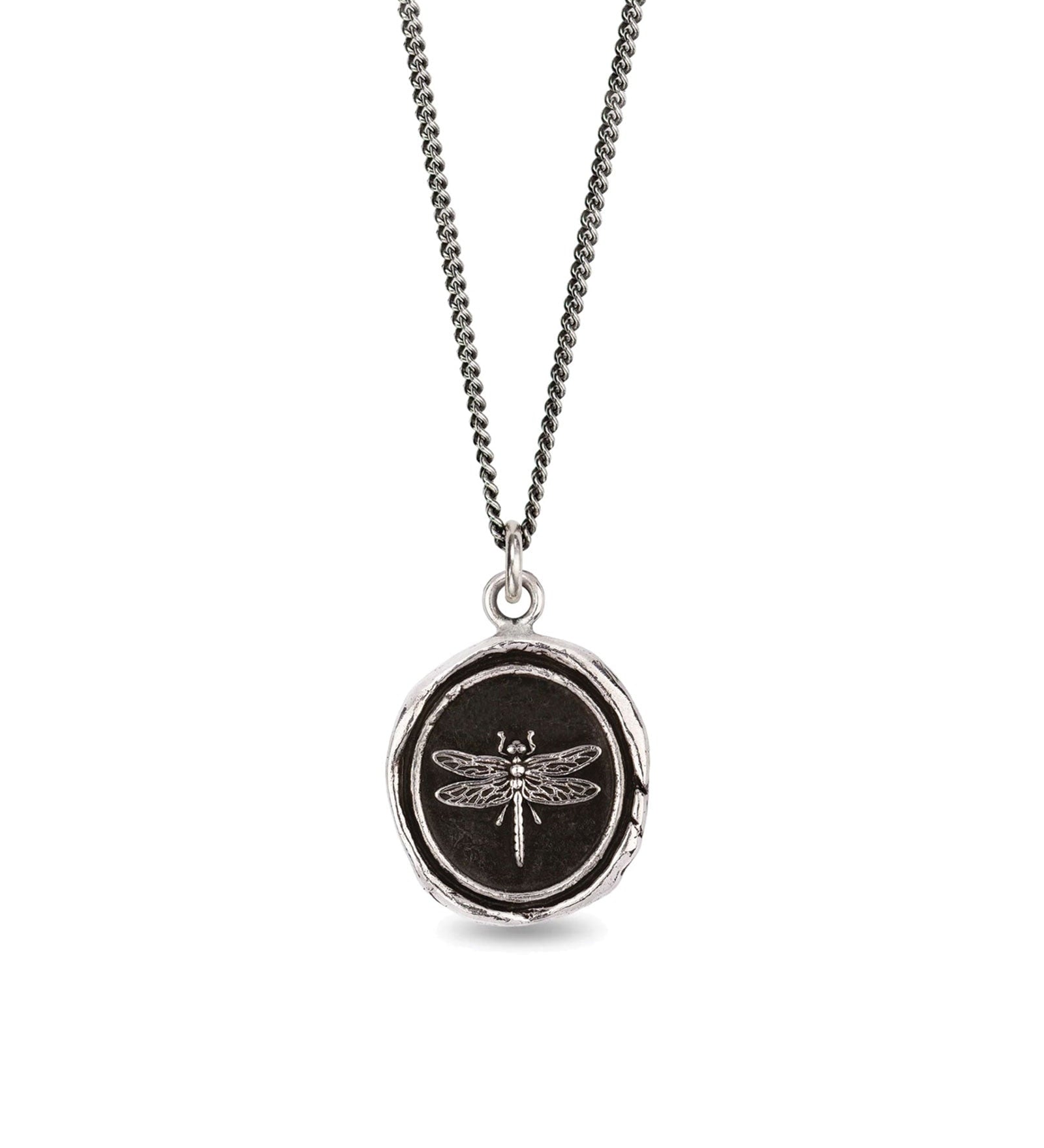 Pyrrha-Dragonfly Talisman-Necklaces-Oxidized Sterling Silver-Blue Ruby Jewellery-Vancouver Canada