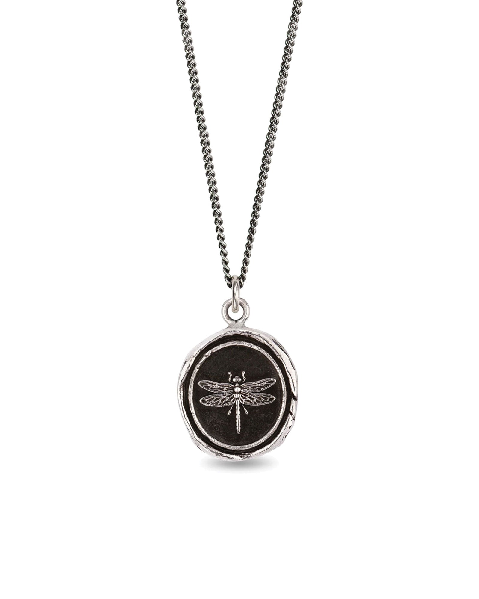 Pyrrha-Dragonfly Talisman-Necklaces-Oxidized Sterling Silver-Blue Ruby Jewellery-Vancouver Canada