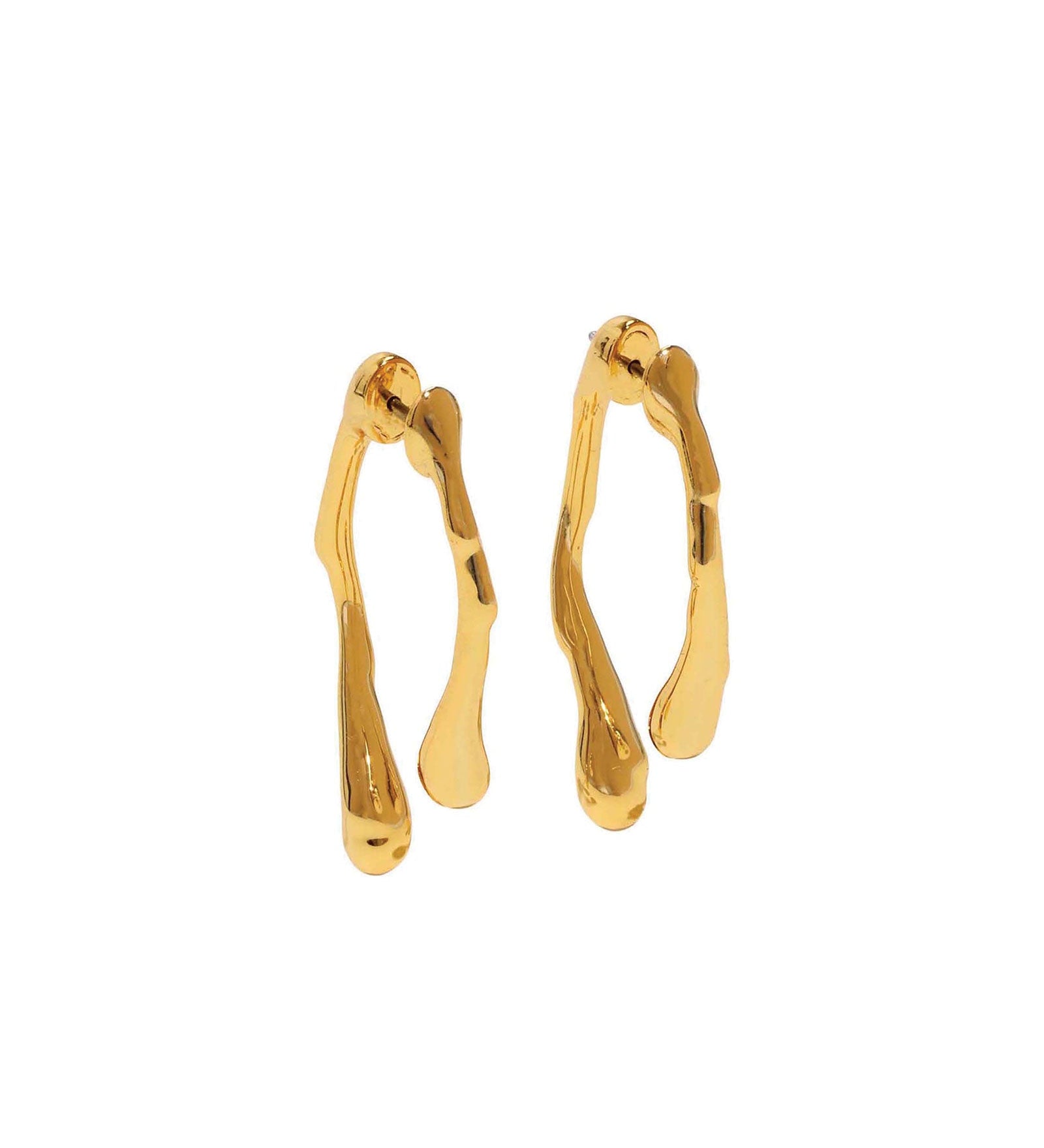 Alexis Bittar-Drippy Gold Front Back Studs-Earrings-14k Gold Plated-Blue Ruby Jewellery-Vancouver Canada