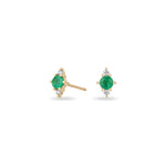 Adina Reyter-Emerald + Diamond Trio Studs-Earrings-14k Yellow Gold, Diamond-Blue Ruby Jewellery-Vancouver Canada