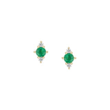 Adina Reyter-Emerald + Diamond Trio Studs-Earrings-14k Yellow Gold, Diamond-Blue Ruby Jewellery-Vancouver Canada