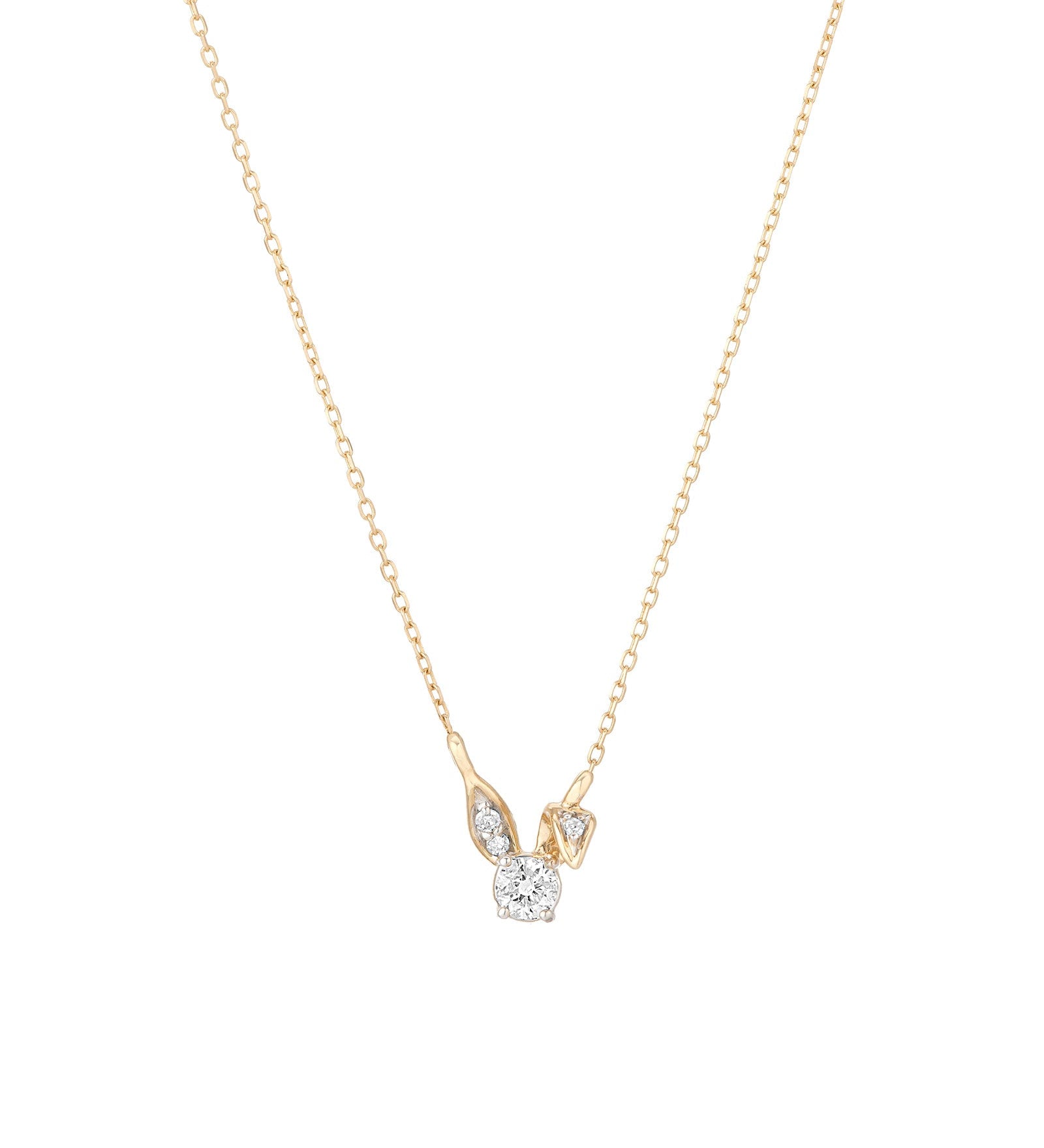 Adina Reyter-Enchanted Diamond Bunny Necklace-Necklaces-14k Yellow Gold, Diamond-Blue Ruby Jewellery-Vancouver Canada