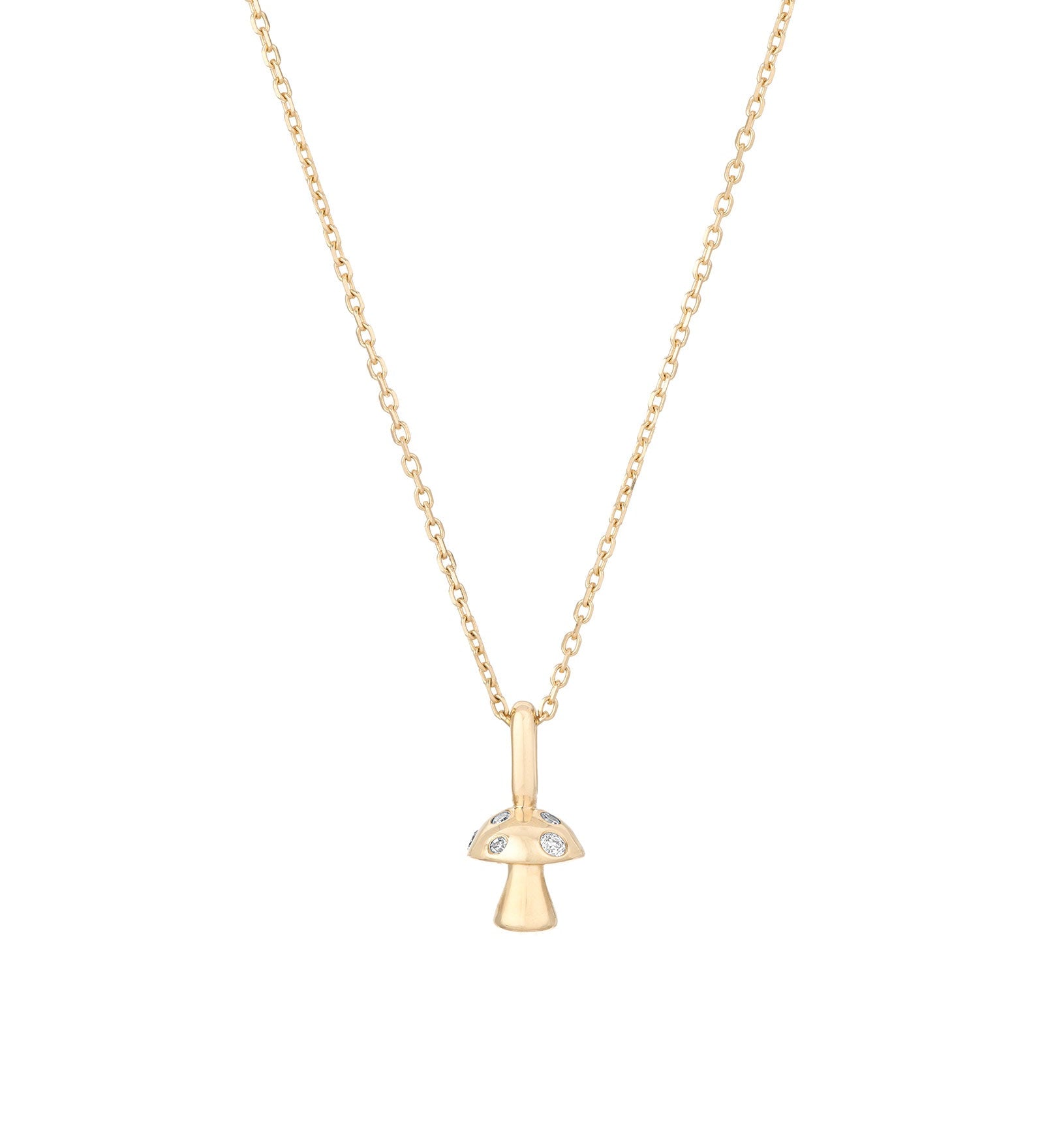 Adina Reyter-Enchanted Diamond Mushroom Necklace-Necklaces-14k Yellow Gold, Diamond-Blue Ruby Jewellery-Vancouver Canada