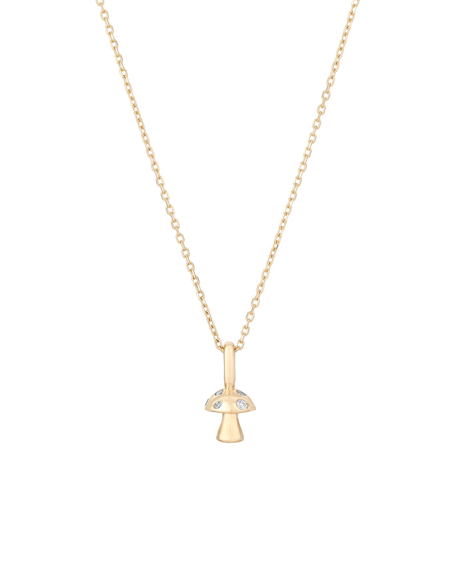 Adina Reyter-Enchanted Diamond Mushroom Necklace-Necklaces-14k Yellow Gold, Diamond-Blue Ruby Jewellery-Vancouver Canada