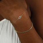 Quiet Icon-Evil Eye Open CZ Bracelet-Bracelets-14k Gold Vermeil, Cubic Zirconia-Blue Ruby Jewellery-Vancouver Canada