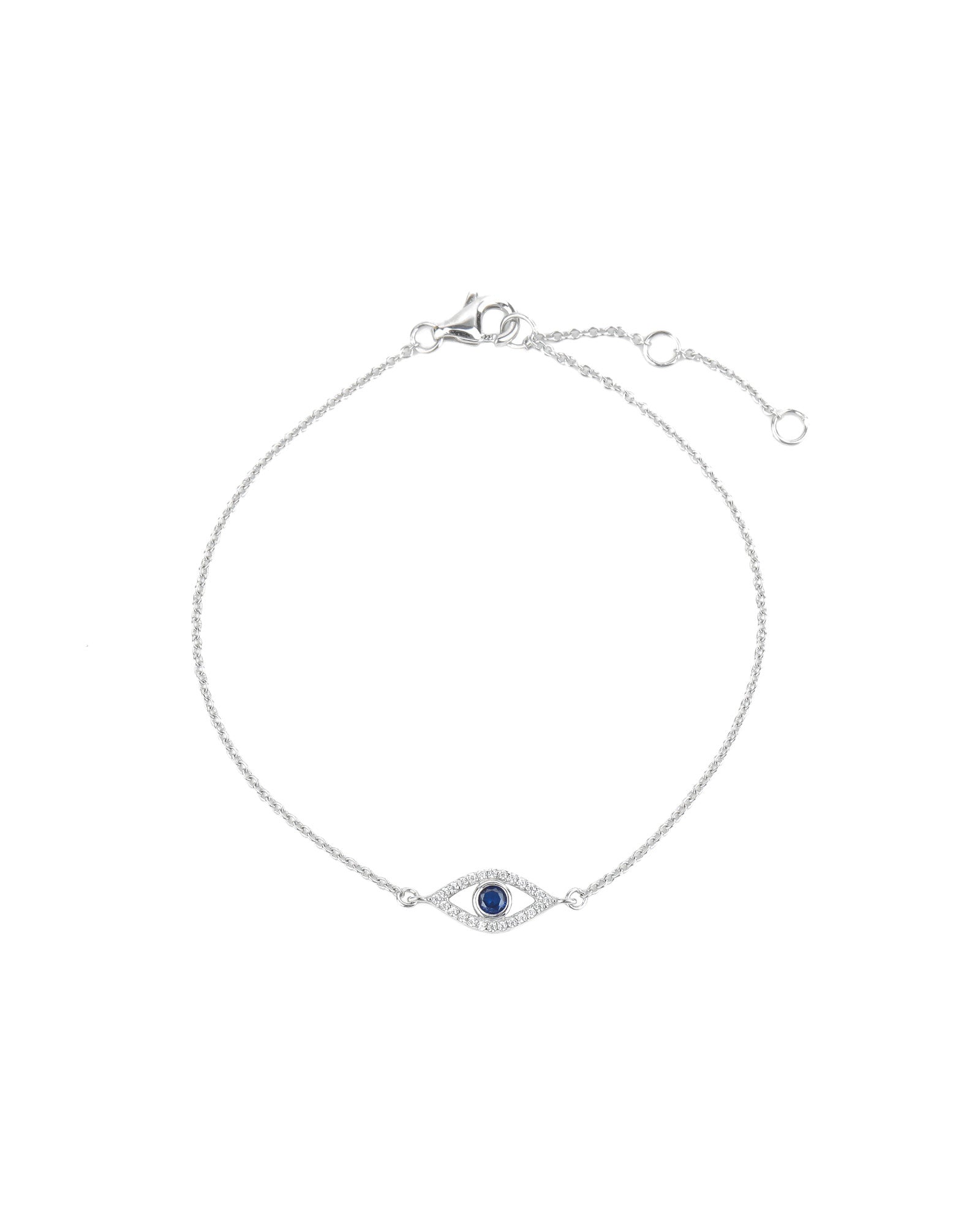 Quiet Icon-Evil Eye Open CZ Bracelet-Bracelets-Sterling Silver, Cubic Zirconia-Blue Ruby Jewellery-Vancouver Canada