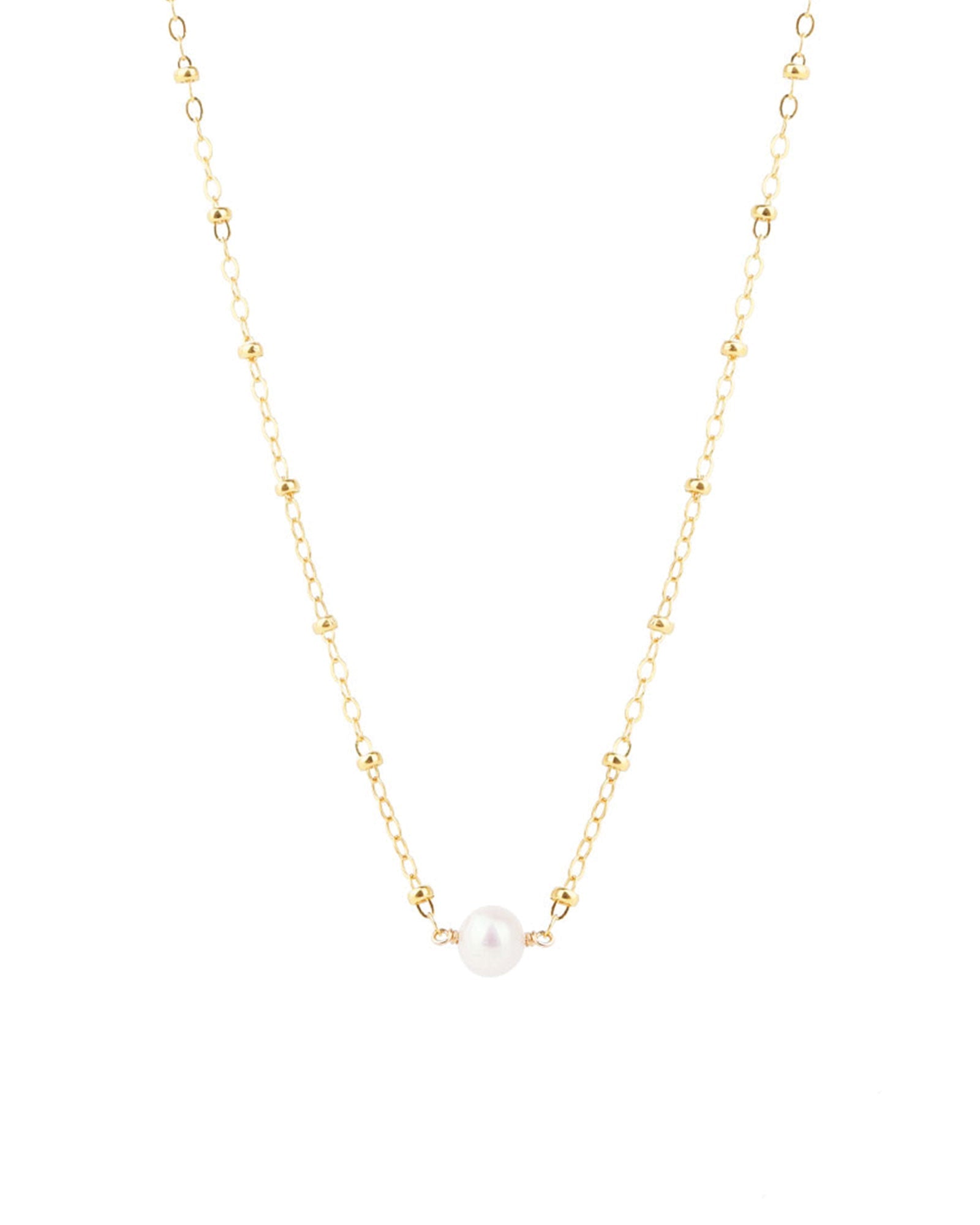 Poppy Rose-E/W Pearl Satellite Necklace-Necklaces-14k Gold Filled, Freshwater Pearls-Blue Ruby Jewellery-Vancouver Canada