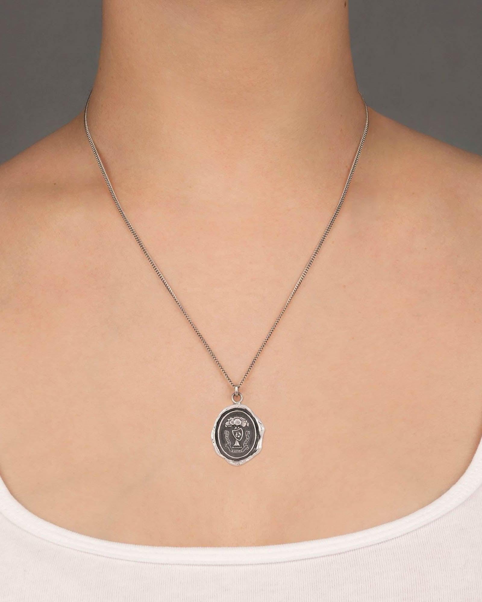 Pyrrha-Family Above All Talisman-Necklaces-Oxidized Sterling Silver-Blue Ruby Jewellery-Vancouver Canada