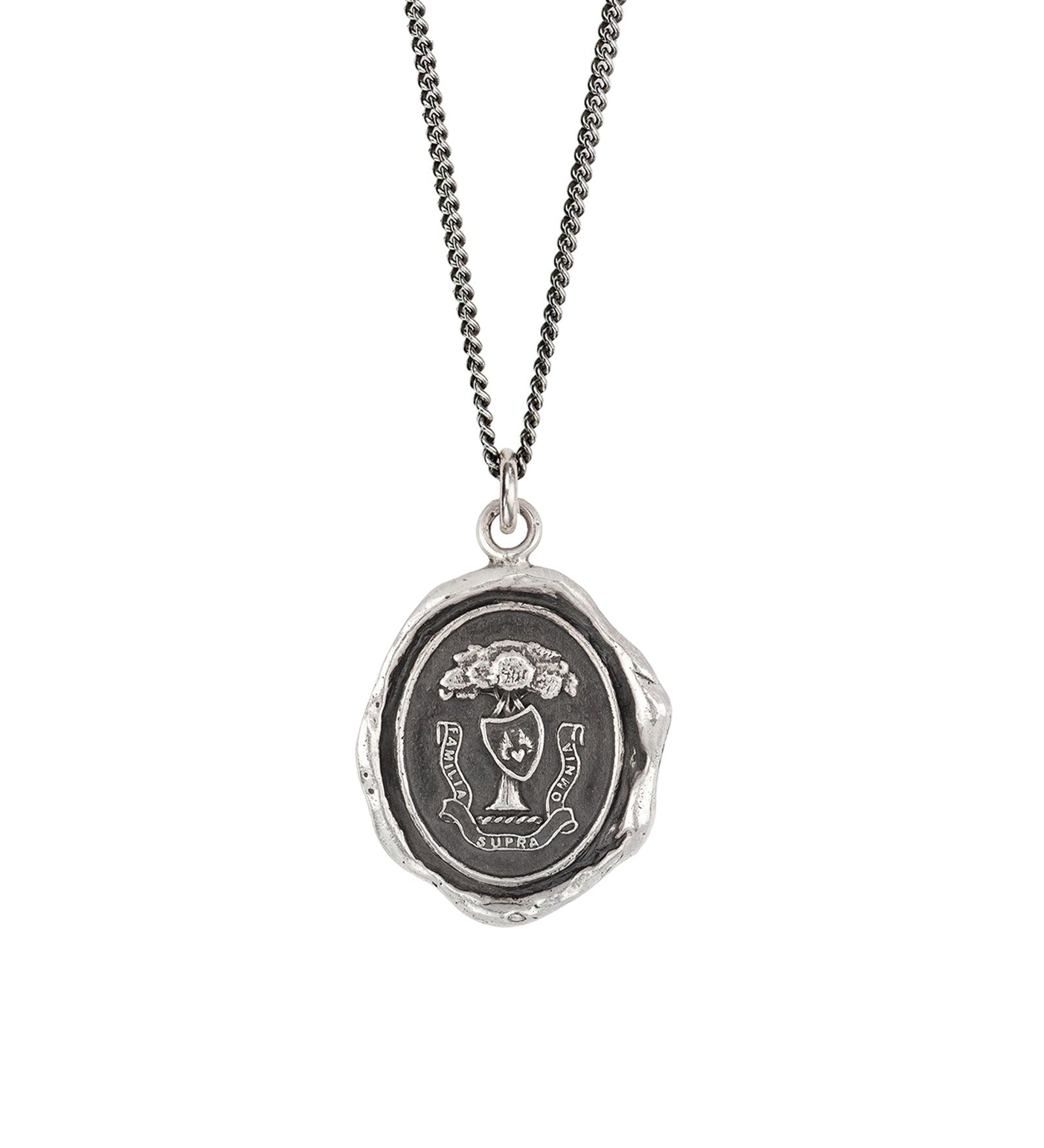 Pyrrha-Family Above All Talisman-Necklaces-Oxidized Sterling Silver-Blue Ruby Jewellery-Vancouver Canada