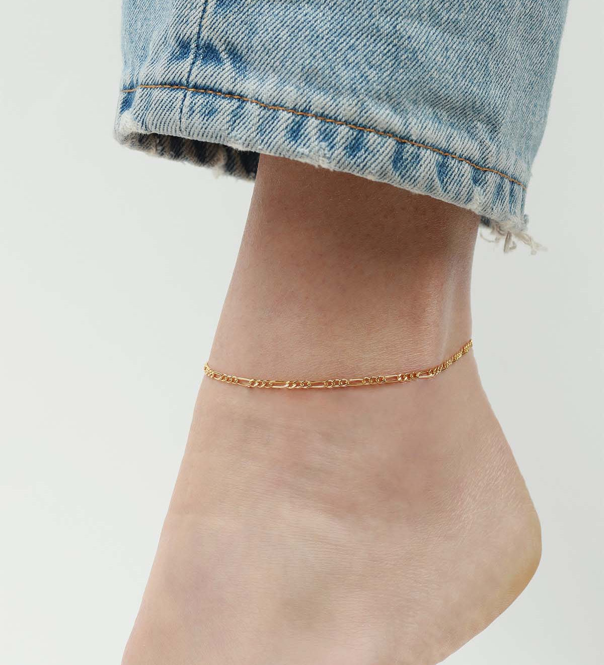 1948-Figaro Chain Anklet I Medium-Anklets-14k Gold-fill-Blue Ruby Jewellery-Vancouver Canada