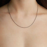 Pyrrha-Fine Round Box Chain-Necklaces-Oxidized Sterling Silver-Blue Ruby Jewellery-Vancouver Canada