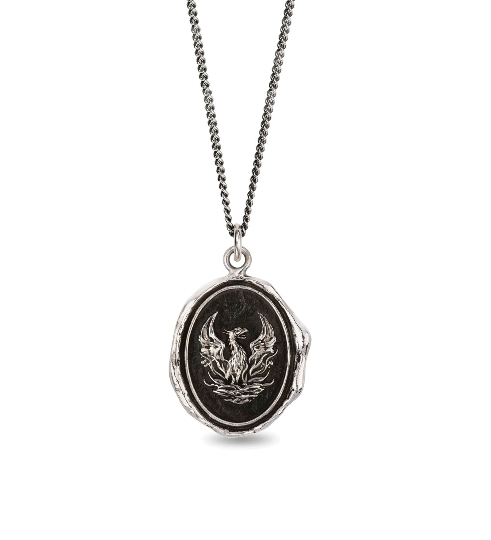 Pyrrha-Fire Within Talisman-Necklaces-Oxidized Sterling Silver-Blue Ruby Jewellery-Vancouver Canada