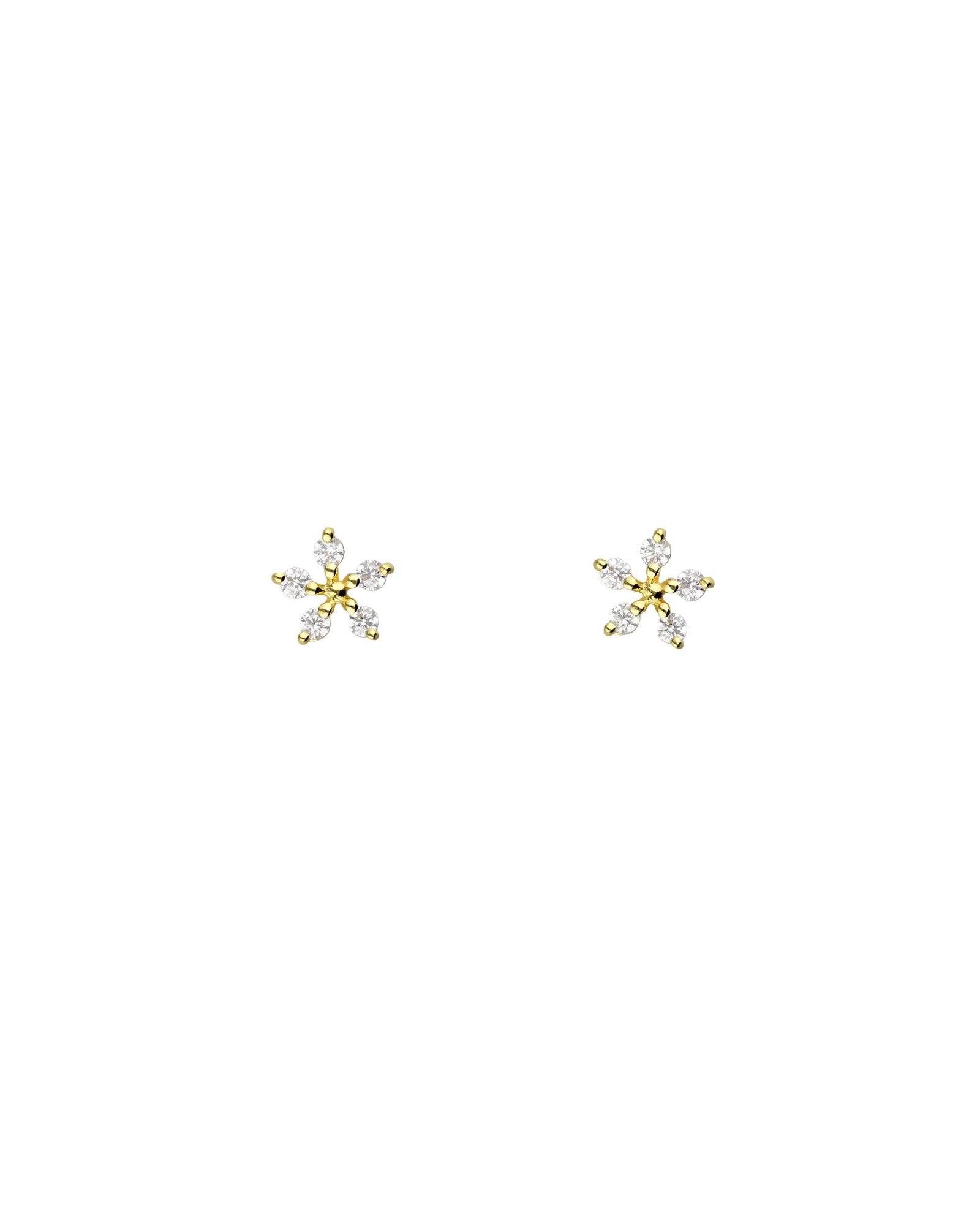 Tashi-Five Petal CZ Flower Studs-Earrings-14k Gold Vermeil, Cubic Zirconia-Blue Ruby Jewellery-Vancouver Canada