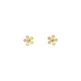 Tashi-Five Petal Forget-Me-Not Studs-Earrings-Brushed 14k Gold Vermeil-Blue Ruby Jewellery-Vancouver Canada