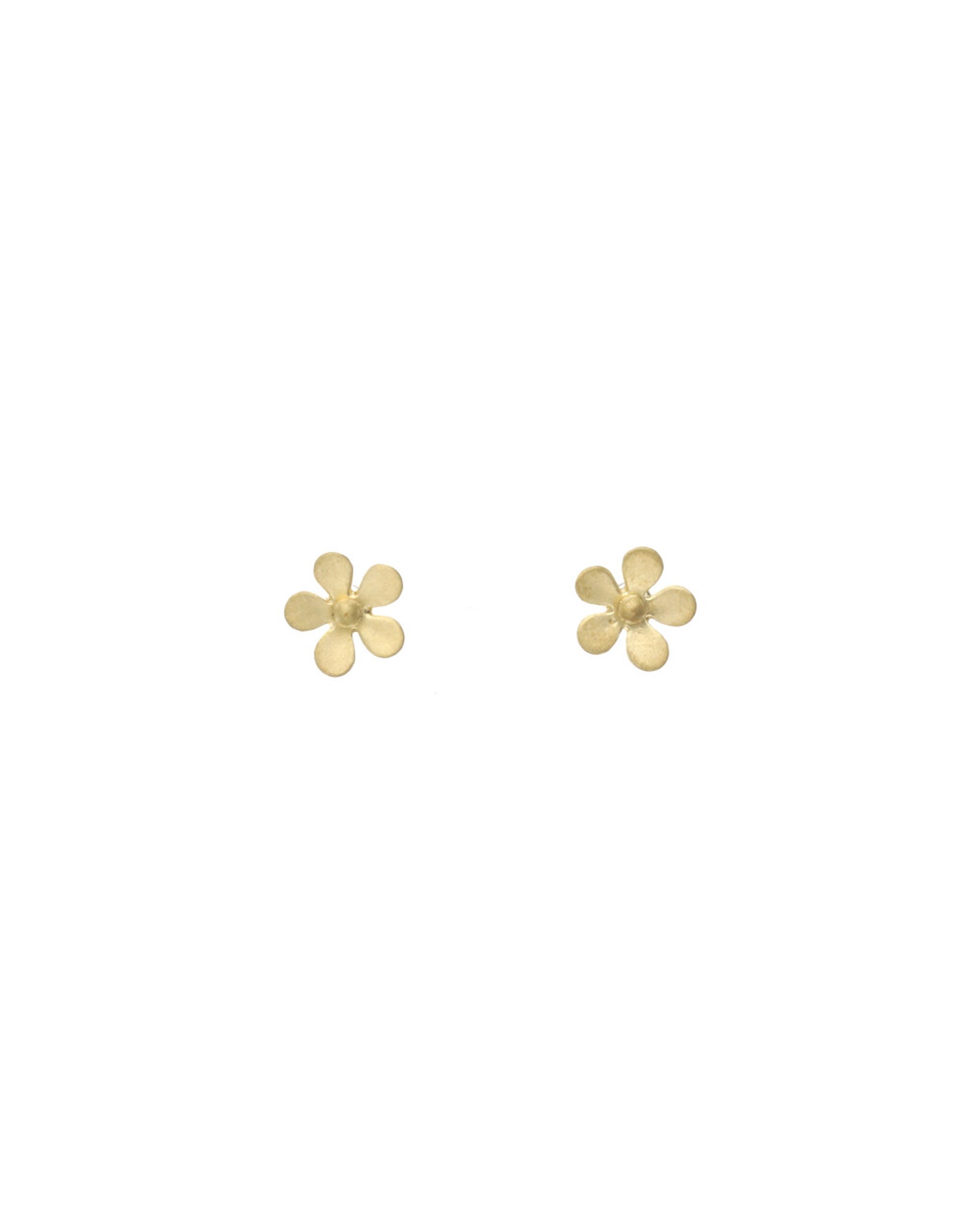 Tashi-Five Petal Forget-Me-Not Studs-Earrings-Brushed 14k Gold Vermeil-Blue Ruby Jewellery-Vancouver Canada