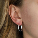 Tashi-Flat Hammered Hoops | 22mm-Earrings-Sterling Silver-Blue Ruby Jewellery-Vancouver Canada