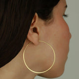 Tashi-Flat Hoops I 45mm-Earrings-14k Gold Vermeil-Blue Ruby Jewellery-Vancouver Canada