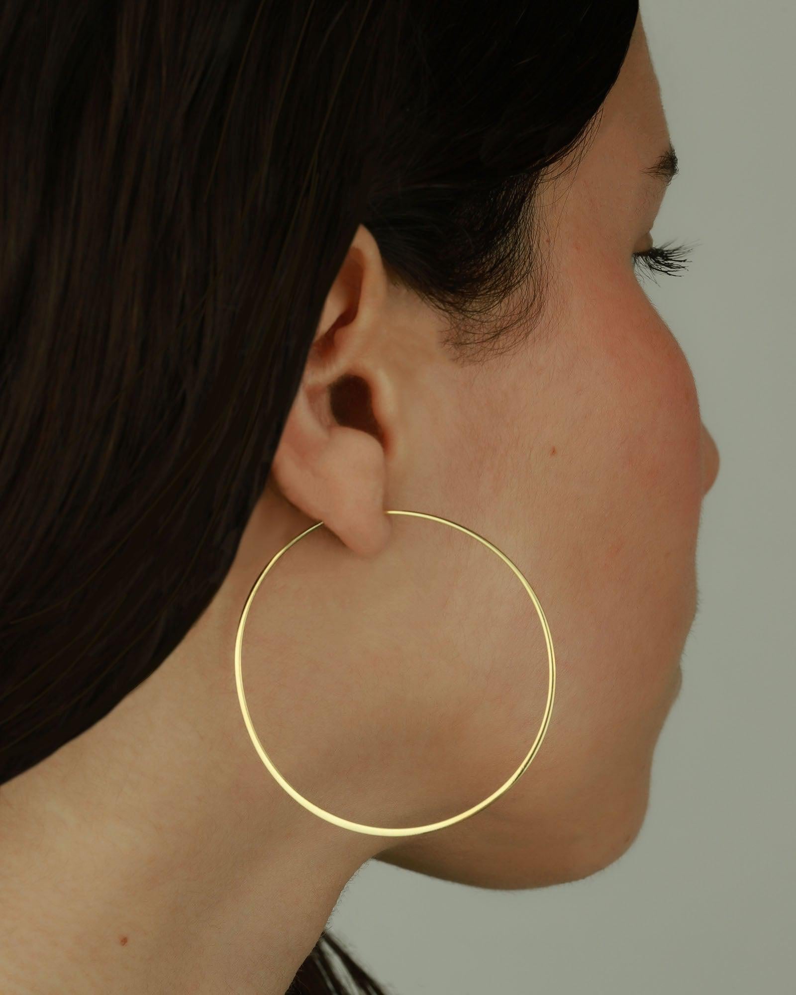 Tashi-Flat Hoops I 45mm-Earrings-14k Gold Vermeil-Blue Ruby Jewellery-Vancouver Canada