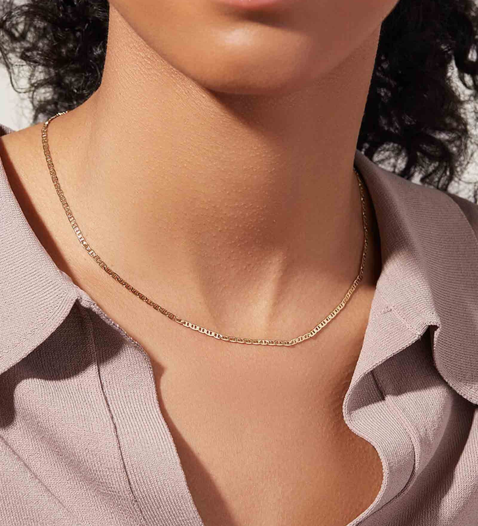 Quiet Icon-Flat Mariner Chain Necklace-Necklaces-14k Gold Vermeil-Blue Ruby Jewellery-Vancouver Canada