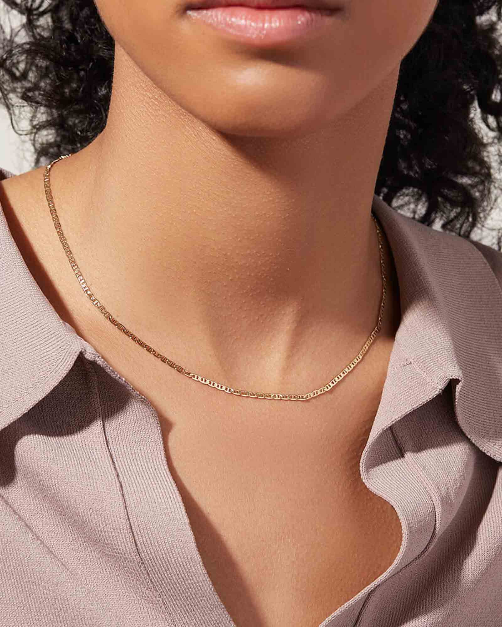 Quiet Icon-Flat Mariner Chain Necklace-Necklaces-14k Gold Vermeil-Blue Ruby Jewellery-Vancouver Canada